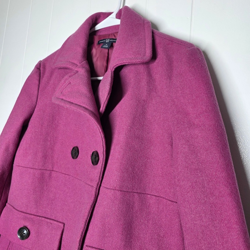 Gap Womens Magenta Pink Wool Blend Double Breasted Peacoat Jacket Size M 498590 - Picture 9 of 12